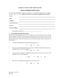 Special Admission Application - Virgin Islands