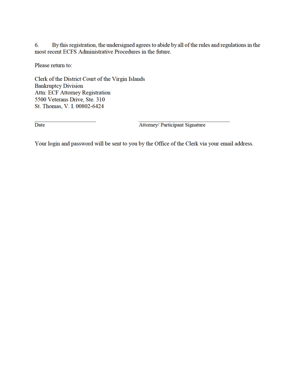 Form 3 Electronic Case Filing System Attorney Registration Form - Virgin Islands, Page 3