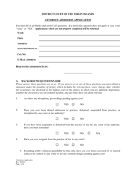Document preview: Attorney Admission Application - Virgin Islands