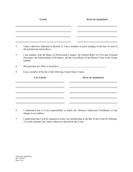 Attorney Admission Application - Virgin Islands, Page 3