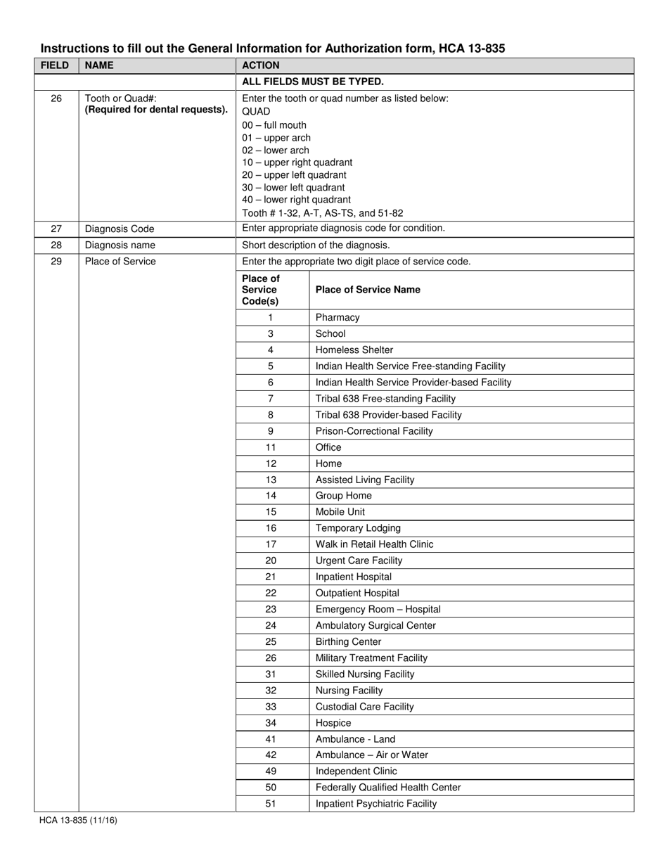 Form HCA13-835 General Information for Authorization - Washington, Page 6