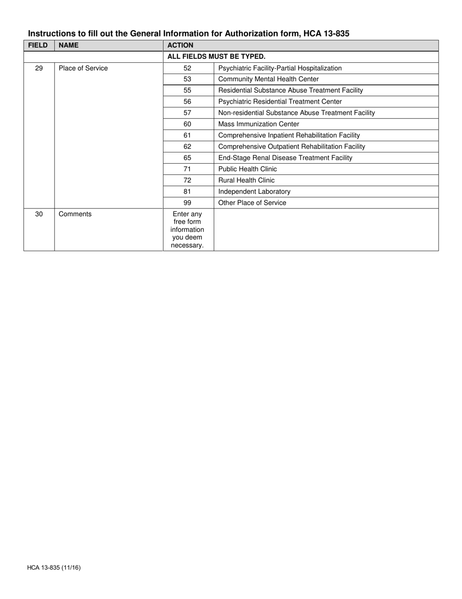 Form HCA13-835 General Information for Authorization - Washington, Page 7