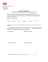 Form ROD36 Affidavit Addendum (Transfer of Economic Interest Tax Return-Cooperative Only) - Washington, D.C.
