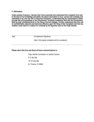 Virgin Islands Commission on Judicial Conduct Complaint Form - Virgin Islands, Page 4