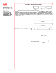Document preview: Form ROD21 Security Affidavit - Class 1 - Washington, D.C.
