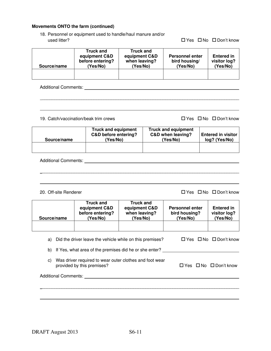Supplement 6 Secure Egg Supply Plan Hpai Epidemiology Questionnaire, Page 11