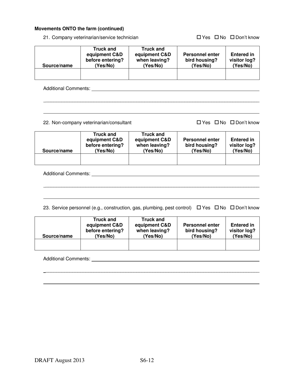 Supplement 6 Secure Egg Supply Plan Hpai Epidemiology Questionnaire, Page 12