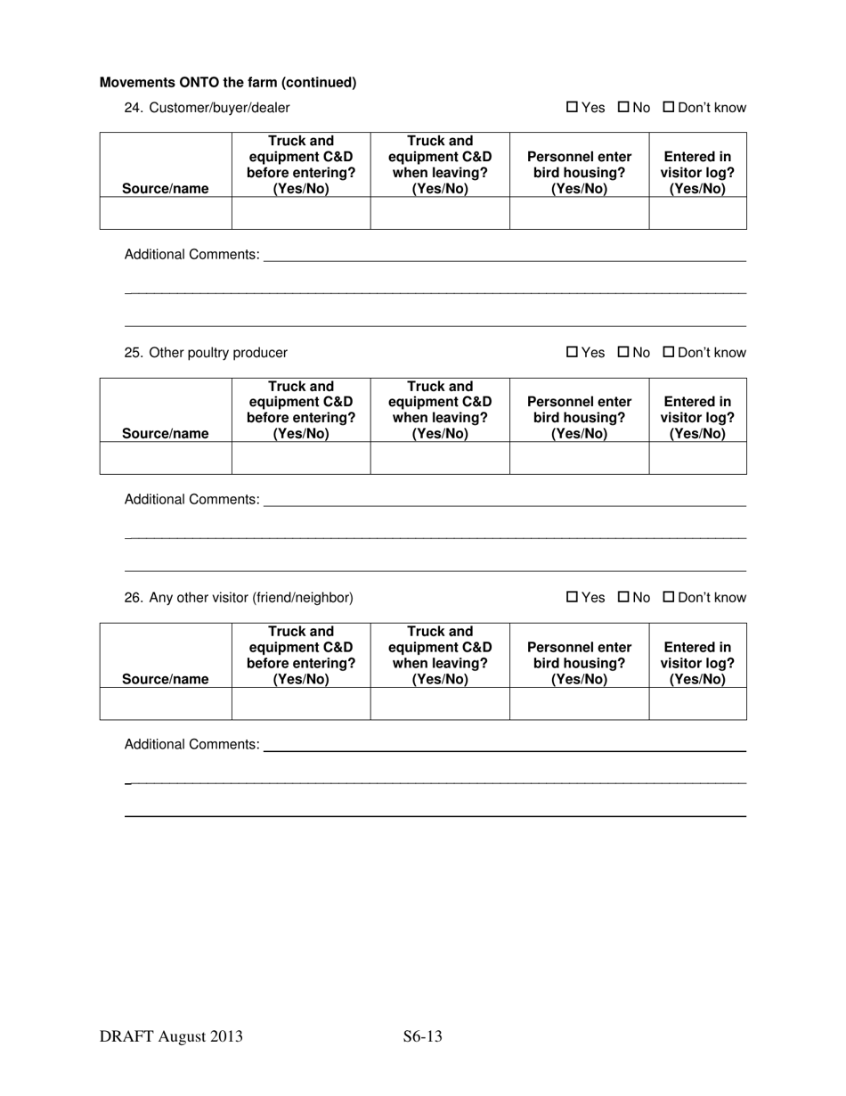 Supplement 6 Secure Egg Supply Plan Hpai Epidemiology Questionnaire, Page 13