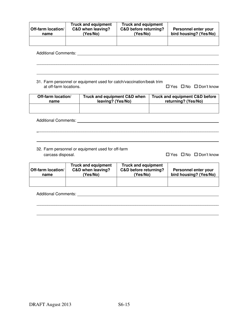 Supplement 6 Secure Egg Supply Plan Hpai Epidemiology Questionnaire, Page 15