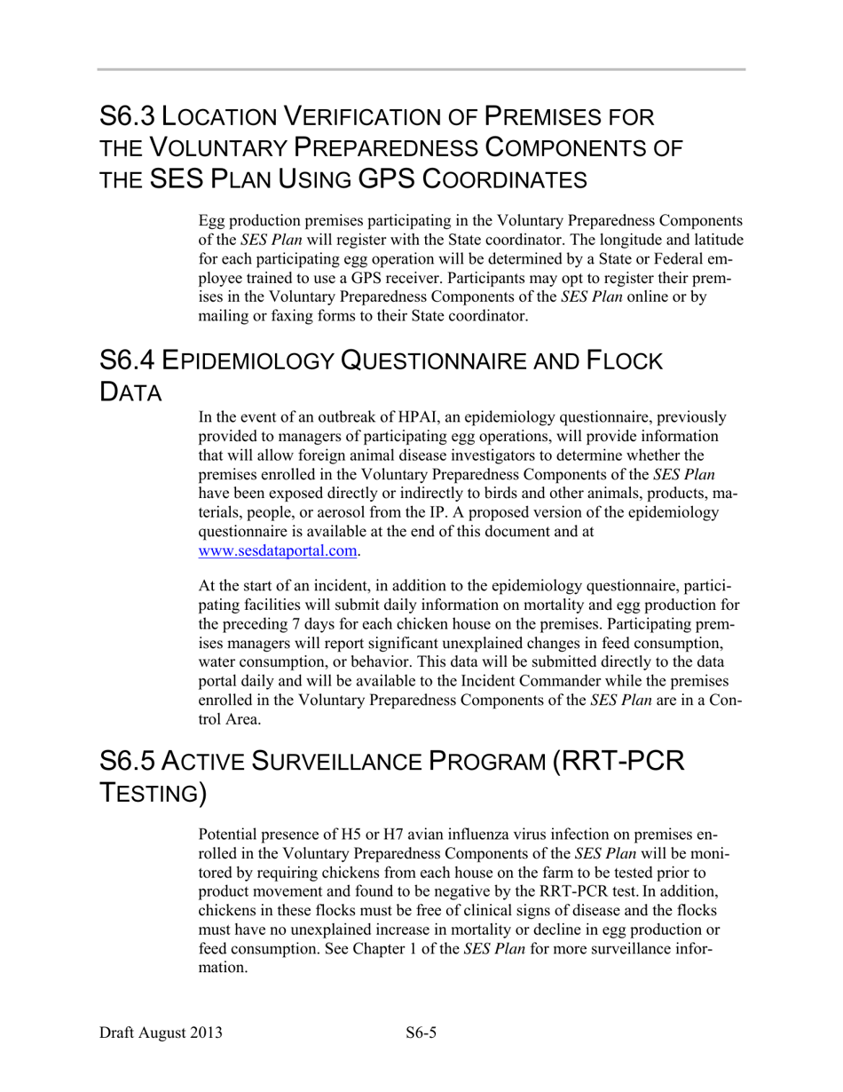 Supplement 6 Secure Egg Supply Plan Hpai Epidemiology Questionnaire, Page 5