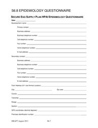 Supplement 6 Secure Egg Supply Plan Hpai Epidemiology Questionnaire, Page 7