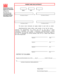 Form ROD19 Parent and Child Affidavit - Washington, D.C.