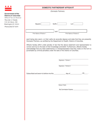 Form ROD32 Domestic Partnership Affidavit - Washington, D.C.