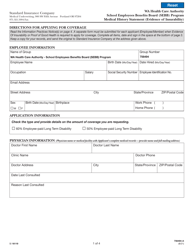 Form SI16119 (756494-A) Medical History Statement (Evidence of Insurability) - School Employees Benefits Board (Sebb) Program - Washington