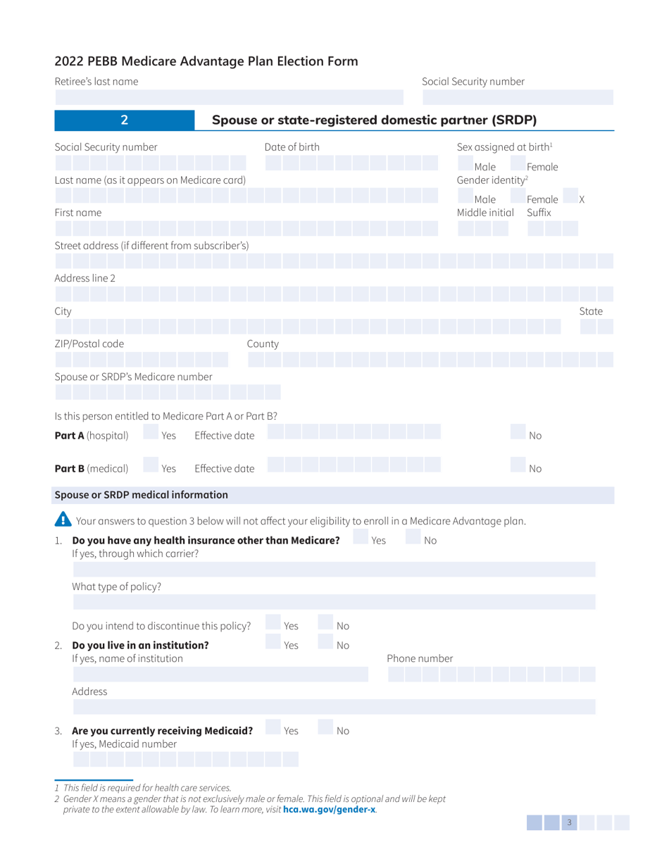 Form HCA51-0576 (C) Pebb Medicare Advantage Plan Election Form - Washington, Page 3
