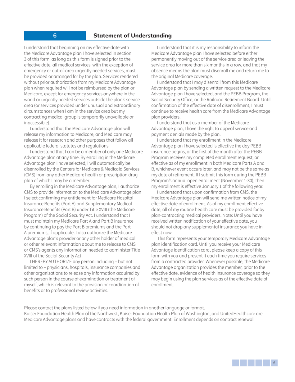 Form HCA51-0576 (C) Pebb Medicare Advantage Plan Election Form - Washington, Page 6