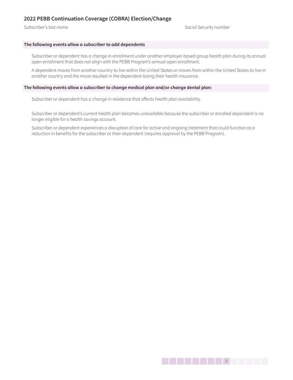 Form HCA50-0136 Pebb Continuation Coverage (Cobra) Election / Change - Washington, Page 9
