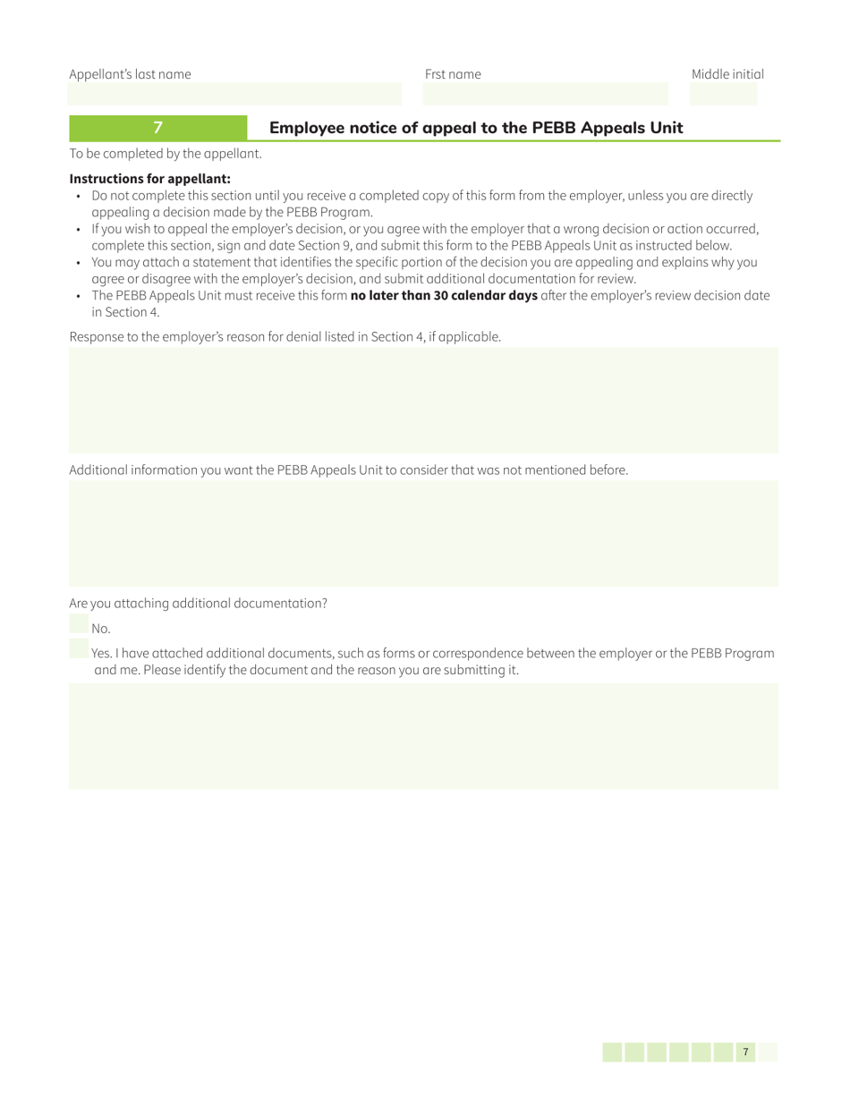 Form HCA50-0122 Pebb Employee Request for Review / Notice of Appeal - Washington, Page 7