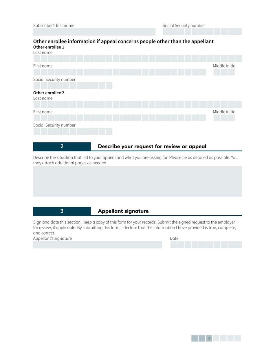 Form HCA20-0161 Sebb Employee Request for Review / Notice of Appeal - Washington, Page 3