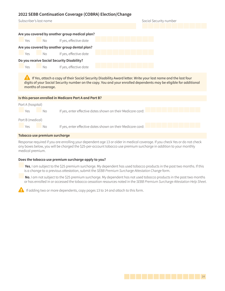 Form HCA20-0060 Sebb Continuation Coverage (Cobra) Election / Change - Washington, Page 14