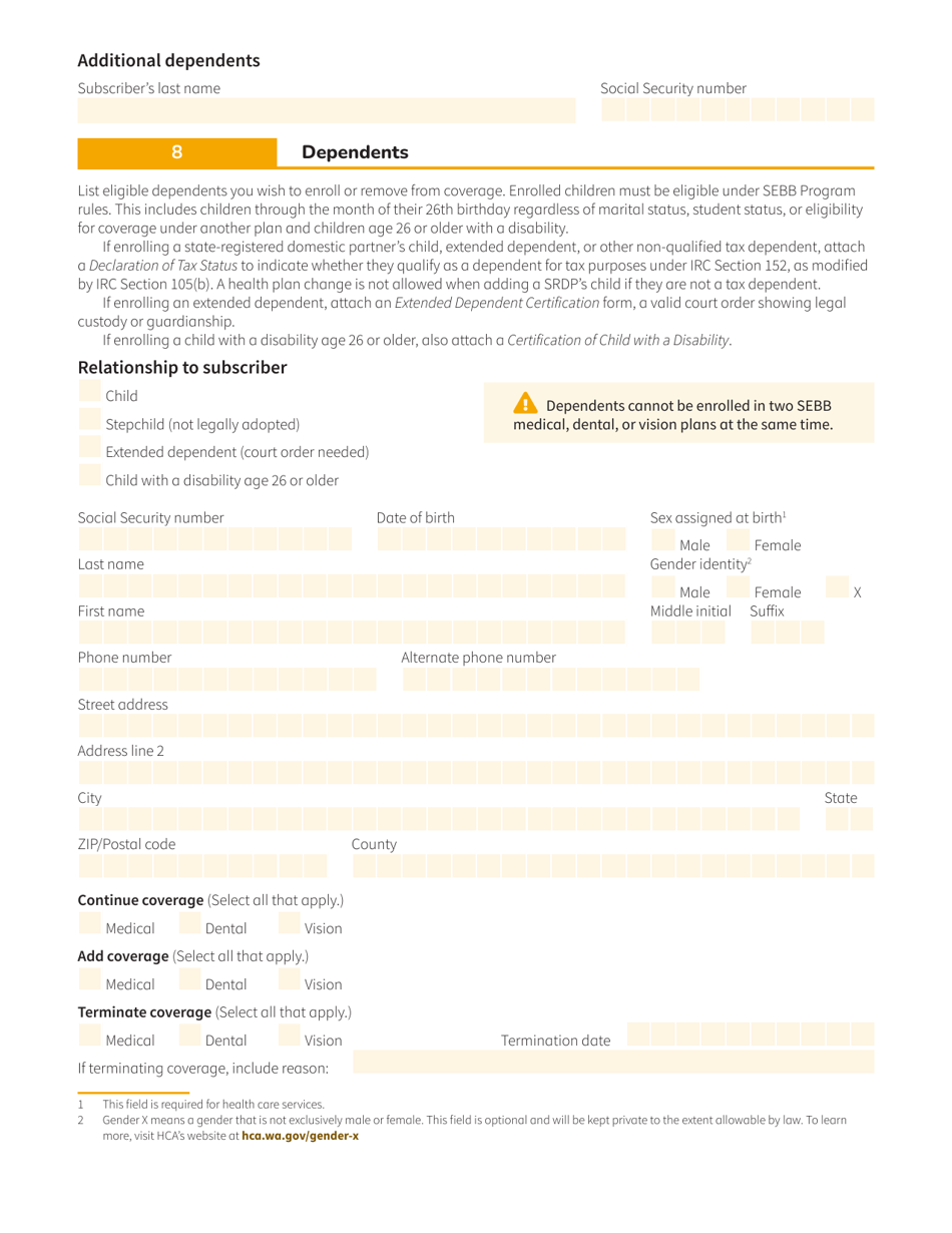 Form HCA20-0060 Sebb Continuation Coverage (Cobra) Election / Change - Washington, Page 15