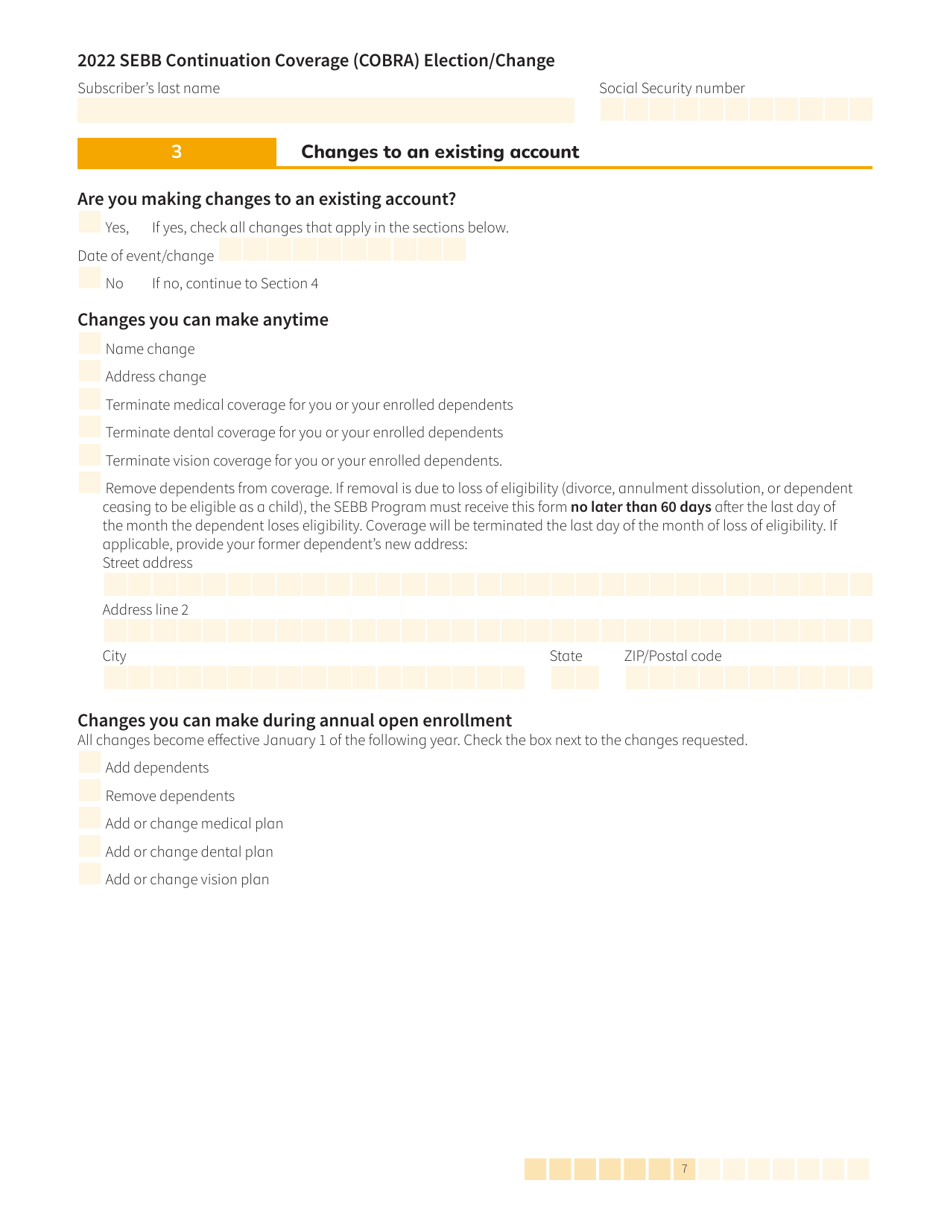 Form HCA20-0060 Sebb Continuation Coverage (Cobra) Election / Change - Washington, Page 7