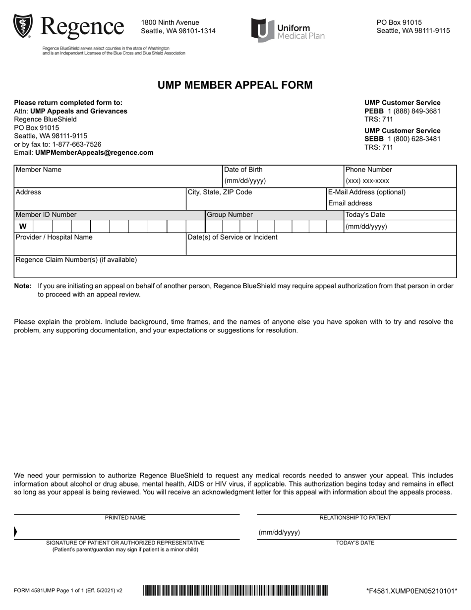 Form 4581UMP Fill Out, Sign Online and Download Fillable PDF