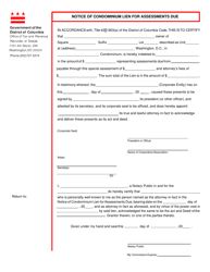 Form ROD12 Notice of Condominium Lien for Assessments Due - Washington, D.C.