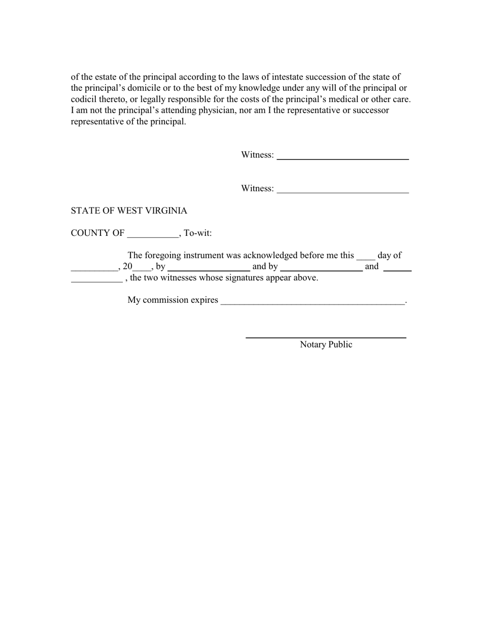 Combined Medical Power of Attorney and Living Will - West Virginia, Page 3