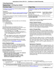 Form LPA-73.11 &quot;Certificate of Limited Partnership&quot; - Virginia