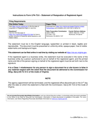 Form LPA-73.6 &quot;Statement of Resignation of Registered Agent&quot; - Virginia