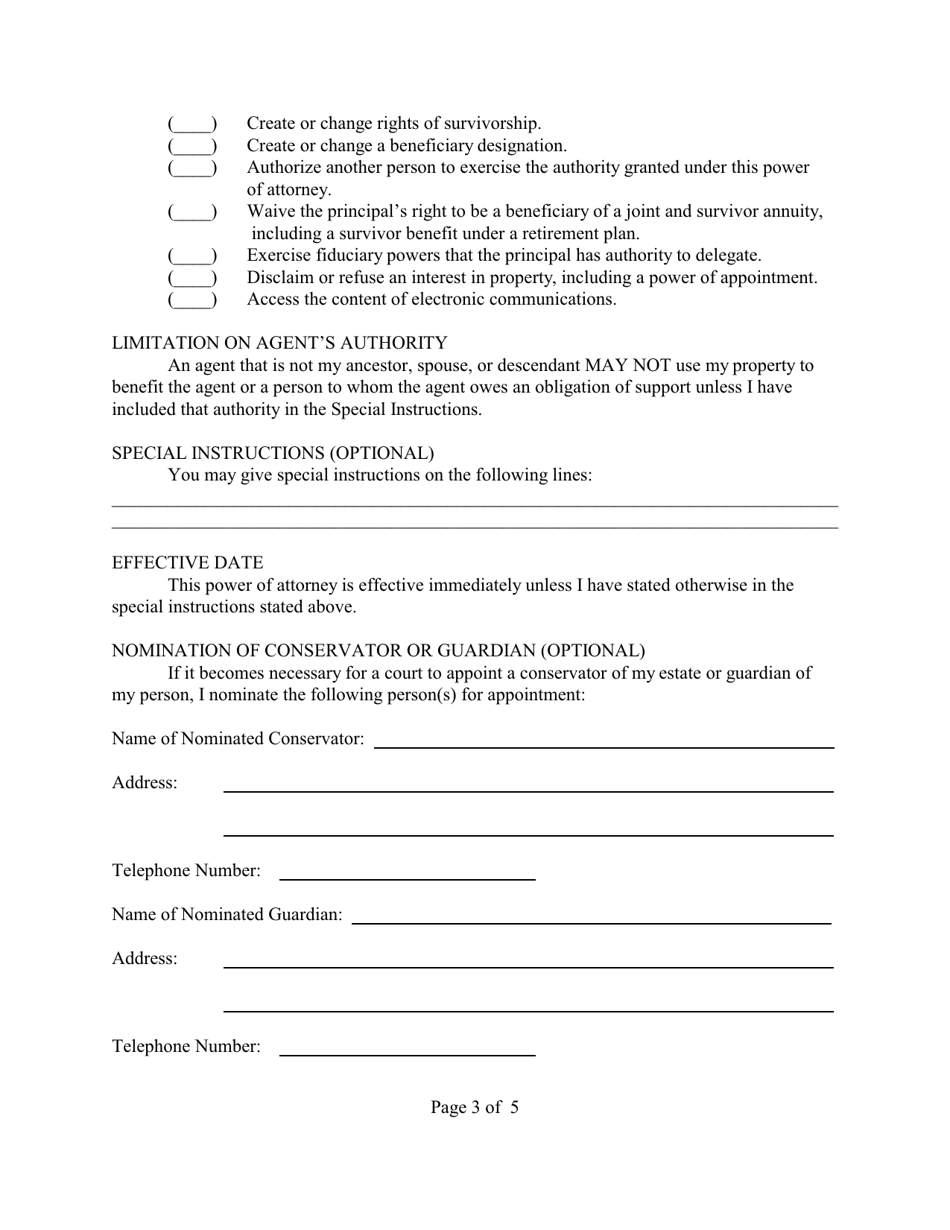 Statutory Form Power of Attorney - West Virginia, Page 3