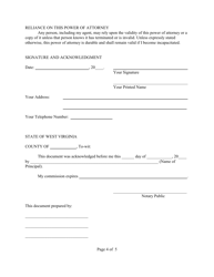 Statutory Form Power of Attorney - West Virginia, Page 4