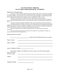 Document preview: Statutory Form Power of Attorney - West Virginia