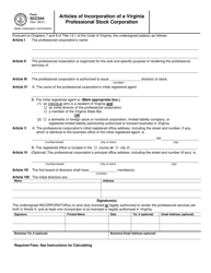 Form SCC544 Articles of Incorporation of a Virginia Professional Stock Corporation - Virginia, Page 2