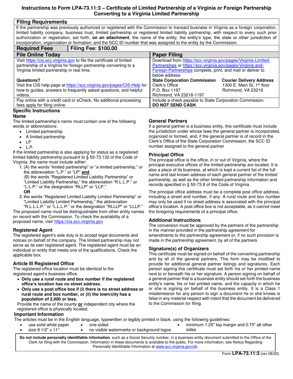 Form LPA-73.11:3 - Fill Out, Sign Online and Download Printable PDF ...