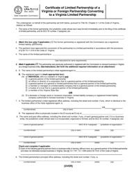 Form LPA-73.11:3 Certificate of Limited Partnership of a Virginia or Foreign Partnership Converting to a Virginia Limited Partnership - Virginia, Page 2