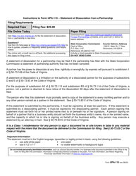 Document preview: Form UPA-115 Statement of Dissociation From a Partnership - Virginia
