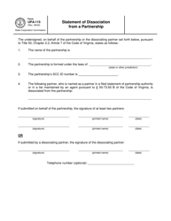 Form UPA-115 Statement of Dissociation From a Partnership - Virginia, Page 2