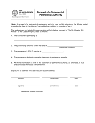 Form UPA-83D-RENEW Renewal of a Statement of Partnership Authority - Virginia, Page 2