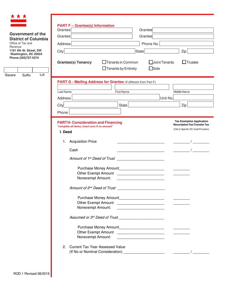 Form ROD1 (FP-7 / C) Real Property Recordation and Transfer Tax Form - Washington, D.C., Page 6