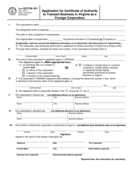Form SCC759/921 Application for Certificate of Authority to Transact Business in Virginia as a Foreign Corporation - Virginia, Page 2