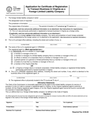 Form LLC1052 Application for Certificate of Registration to Transact Business in Virginia as a Foreign Limited Liability Company - Virginia, Page 2