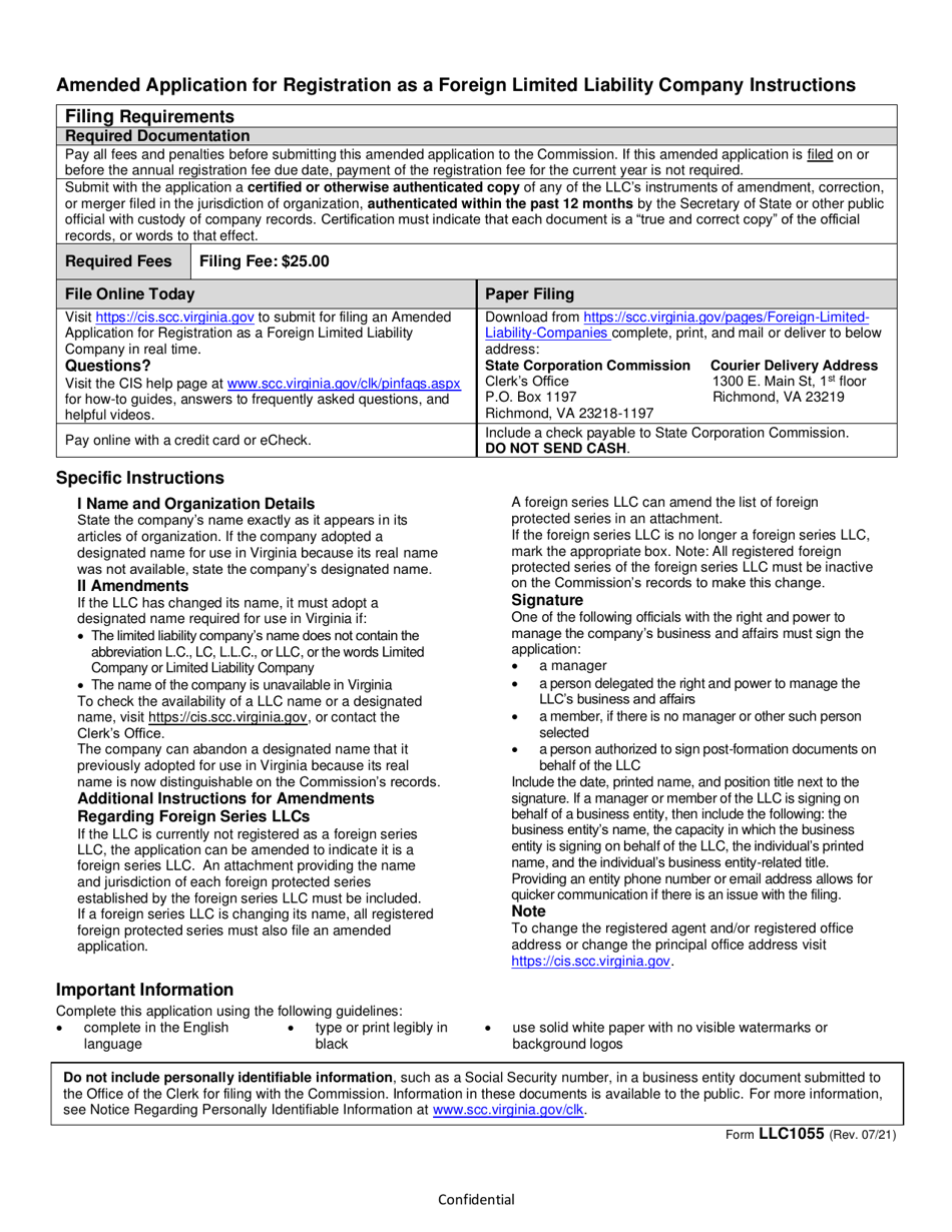 Form LLC1055 Fill Out, Sign Online and Download Printable PDF
