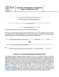 Form BTA1222 Statement of Resignation of Registered Agent of a Business Trust - Virginia, Page 2