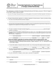 Form LPA-73.57 &quot;Amended Application for Registration as a Foreign Limited Partnership&quot; - Virginia, Page 2