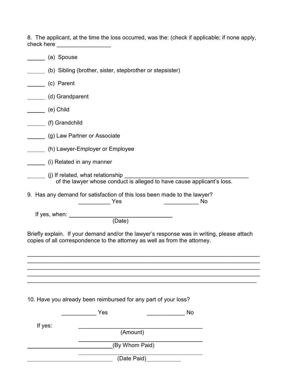 Application for Relief From the Lawyers Fund for Client Protection - West Virginia, Page 4