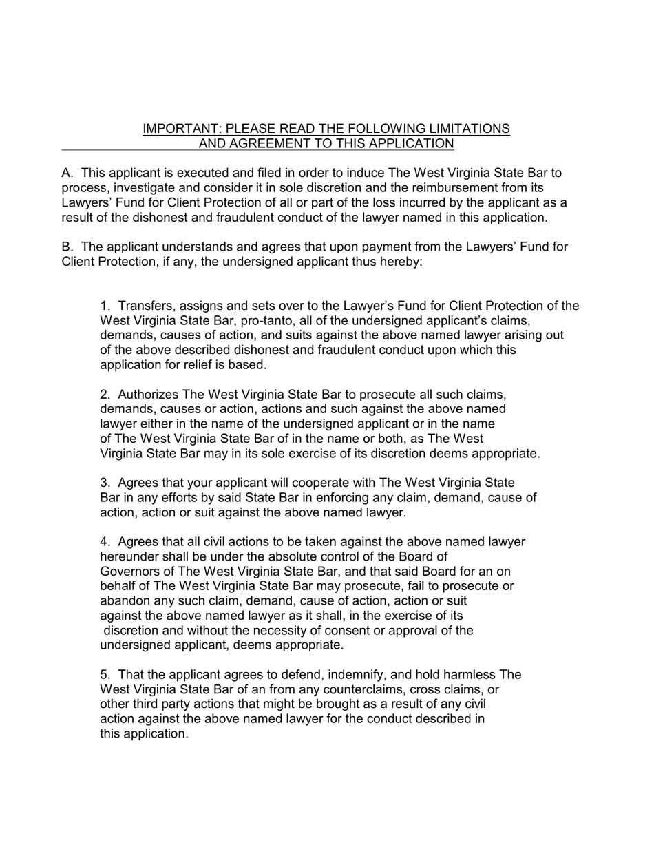 Application for Relief From the Lawyers Fund for Client Protection - West Virginia, Page 8