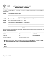 Form LLC1050 Articles of Cancellation of a Virginia Limited Liability Company - Virginia, Page 2