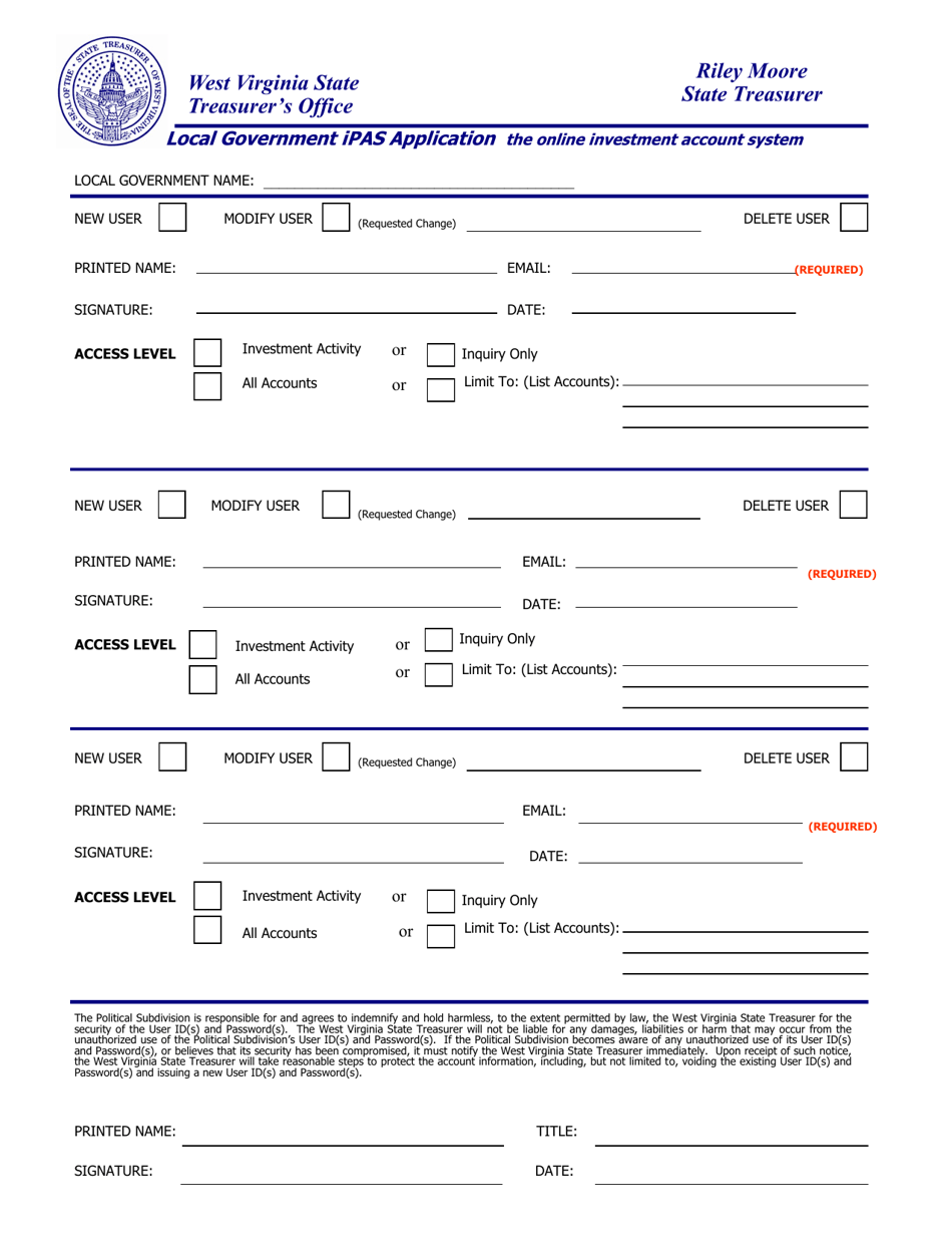 Local Government Ipas Application - West Virginia, Page 1